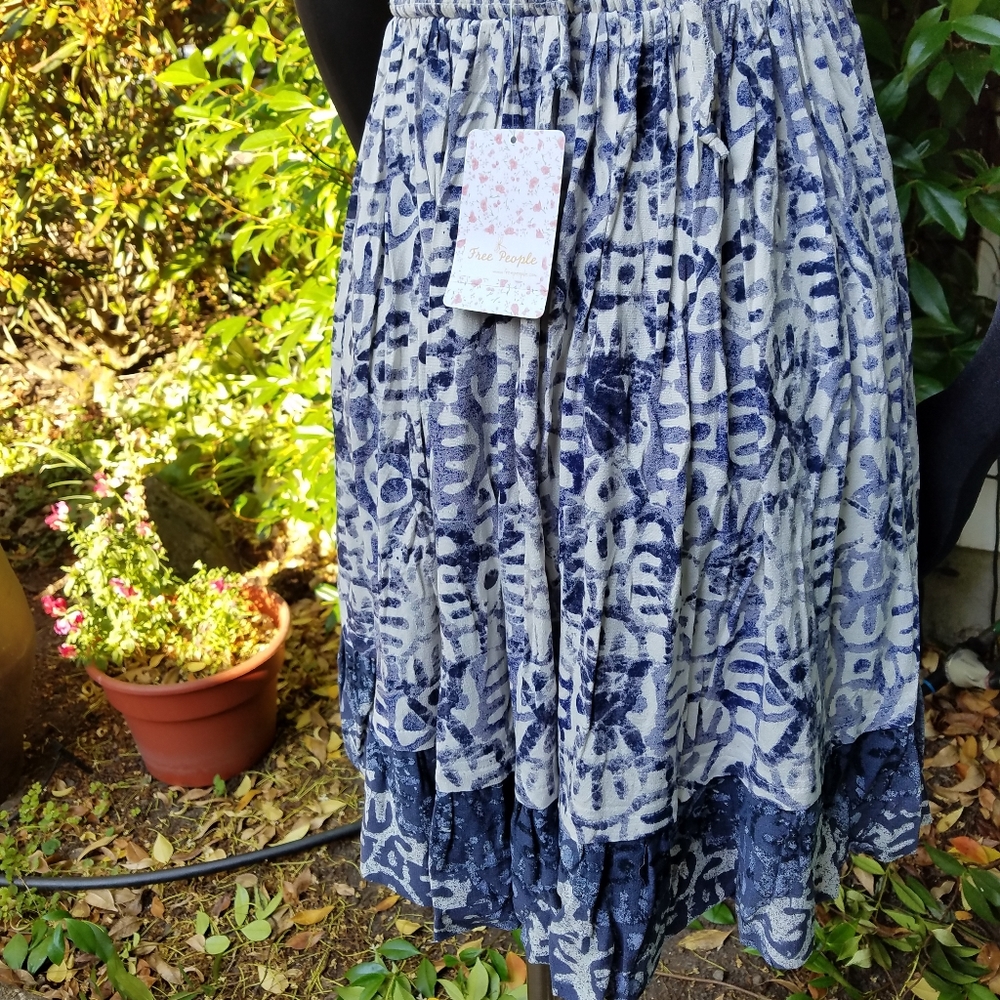 Free People Beach Day Mini Dress Halter Neck Blue Tribal Print Sz Sm Md & Lg NWT - Picture 8 of 16